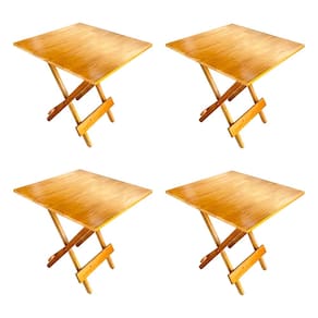 Kit 4 Mesa Dobrável 70x70cm em Madeira Maciça para Restaurantes e Lanchonetes