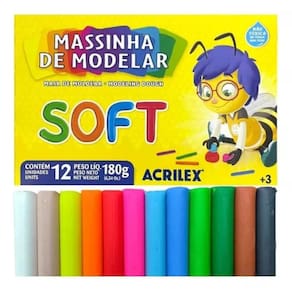 Massinha De Modelar Massa Escolar Acrilex 12 Cores