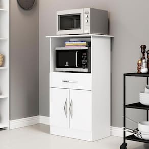 Armário Multiuso 2 Portas 1 Gaveta Nicho Forno Micro 62x111cm MDP Branco 0509 Menu Móveis