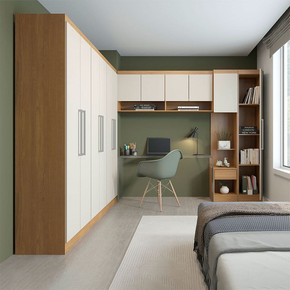 Guarda Roupa Modulado Casal 240-240x218cm Selene 6 Peças MDP Carvalho Menu Móveis