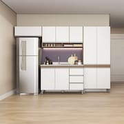 Armário de Cozinha Modulada Compacta Sabrina 280x202cm 4 Peças MDP Branco Menu Móveis