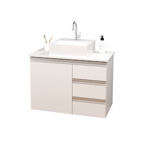 Balcão Móvel Gabinete Mdf Para Banheiro Com Tampo & Cuba 70cm