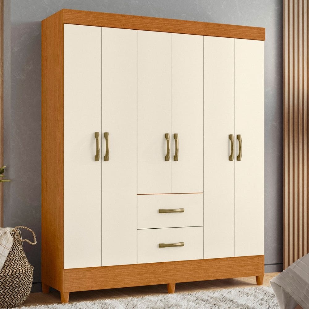 Guarda Roupa Casal 6 Portas 2 Gavetas Mobi Albatroz
