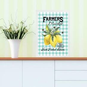 Quadro Decorativo Cozinha Vintage Limao 33X24Cm - Com Vidro