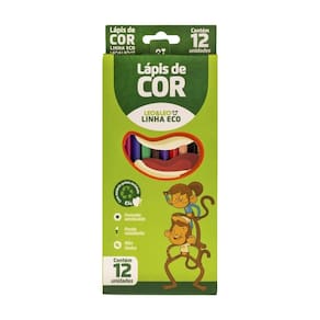 Lápis De Cor 12 Cores Sextavado Grande Leo&leo - Linha Eco