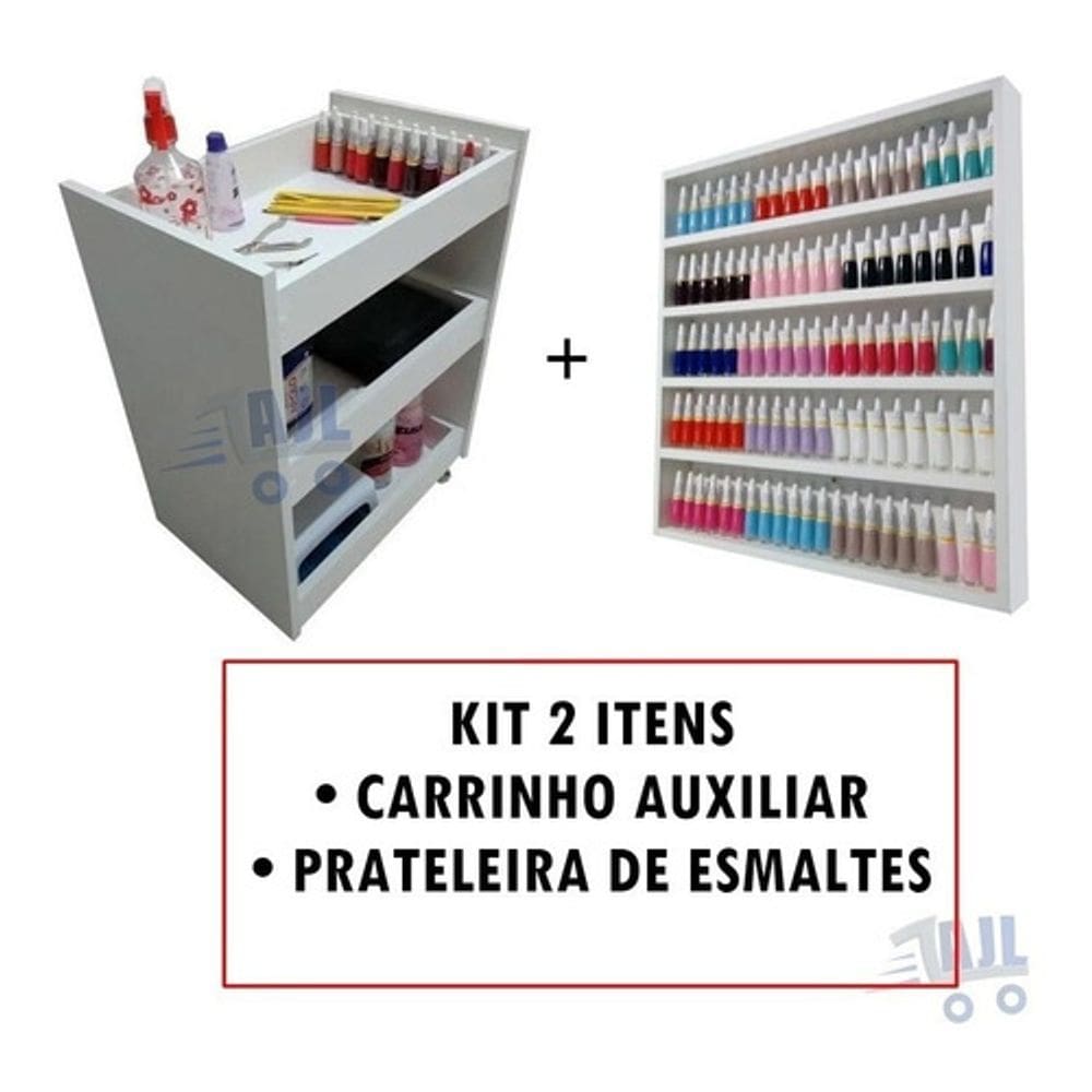 Carrinho Auxiliar De Manicure Com Expositor de Esmaltes