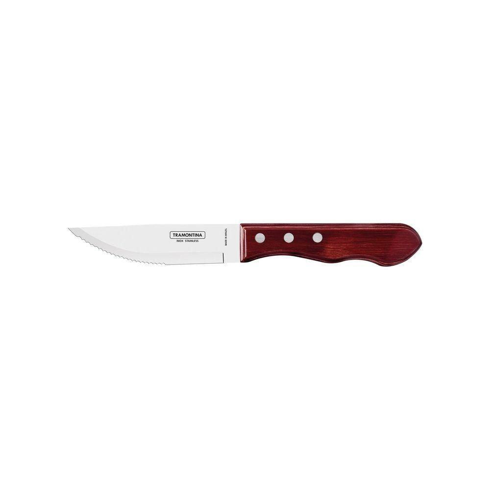 Faca Para Churrasco Jumbo Com Lâmina Em Aço Inox E Cabo Em Madeira Polywood Vermelho 5"