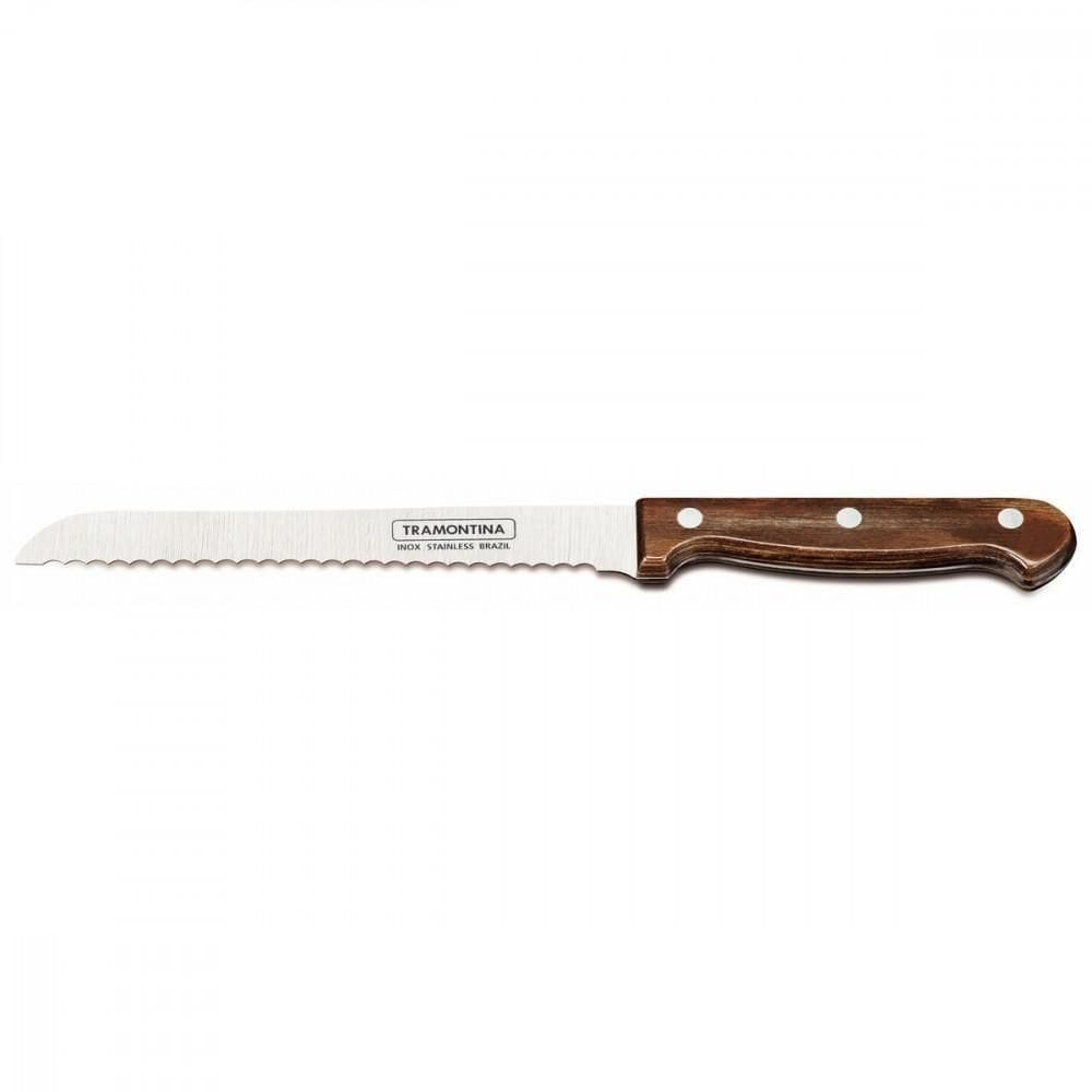 Faca Para Pão Tramontina Polywood Com Lamina Em Aço Inox E Cabo De Madeira Castanho 7&quot;