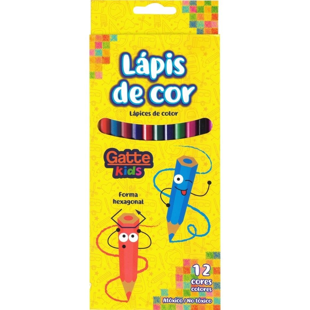 Lápis De Cor Eco 12 Cores Gatte Kids - Gatte