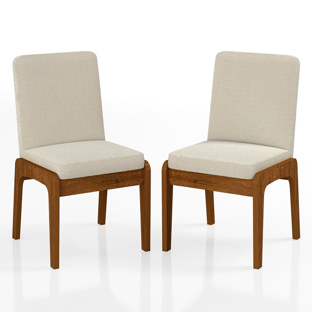 Kit 2 Cadeiras Estofadas Fuji Mdf Freijó/bouclé Off White - M.a