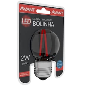 Lâmpada Led Bolinha Filamento 2w Vermelha Bivolt Avant