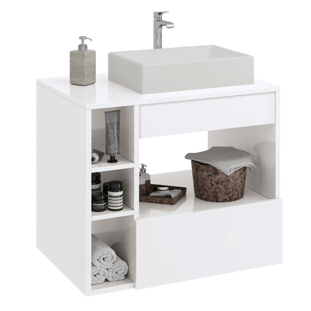 Gabinete Armário de Banheiro Paris com Cuba - Branco