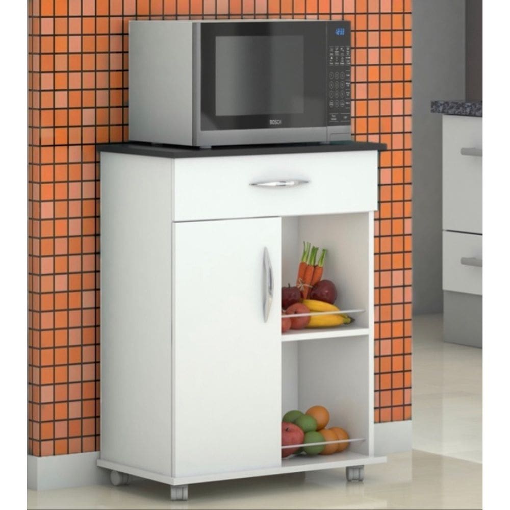 Fruteira Multiuso Armário Cozinha Base Preta c/ Rodinhas