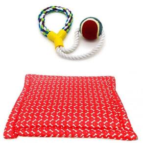 Kit Para Cães E Gatos - 1 Colchonete Gg E 1 Puxador De Corda