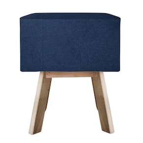 Puff Banqueta Quadrada Retrô Suede - Azul Marinho