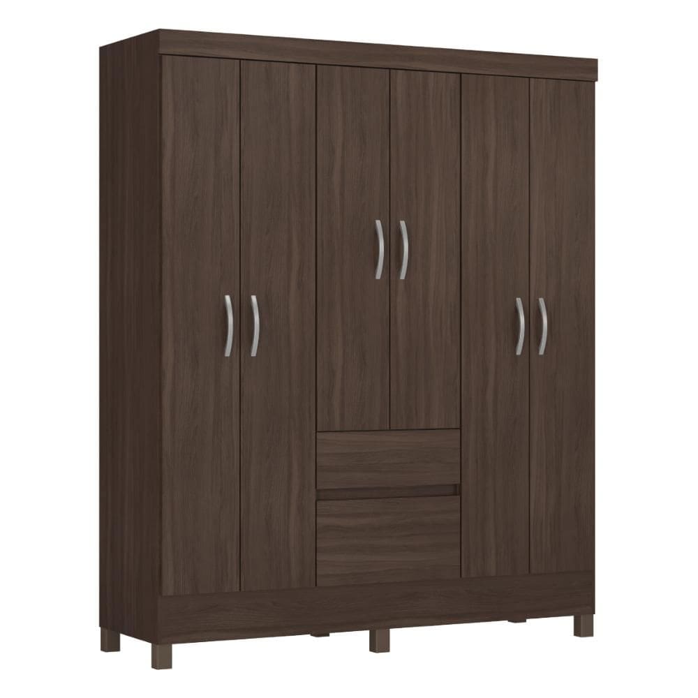 Guarda Roupa Flash II Casal Quarto com 6 Portas e 2 Gavetas