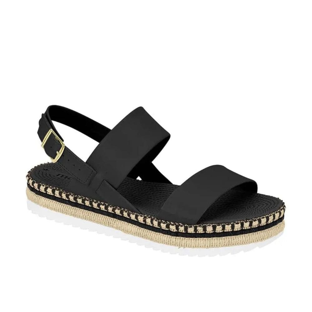 Sandália Moleca Casual Plataforma Corda Feminina Preta 346825