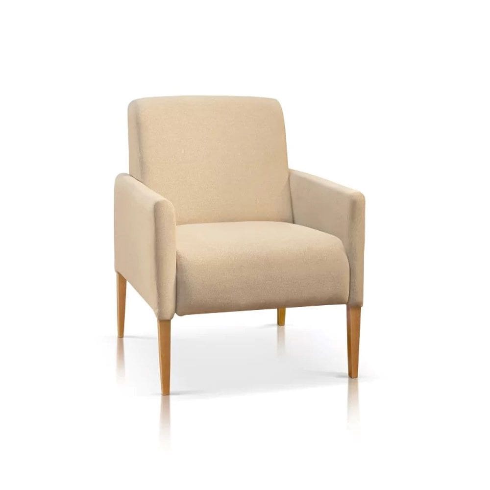 Poltrona Holanda com Base de Madeira Maciça 63cm com Encosto Fixo JC Estofados
