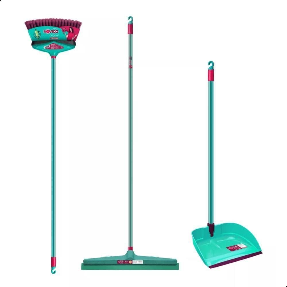 Kit Vassoura + Pá Com Cabo + Rodo 40cm Noviça Bettanin