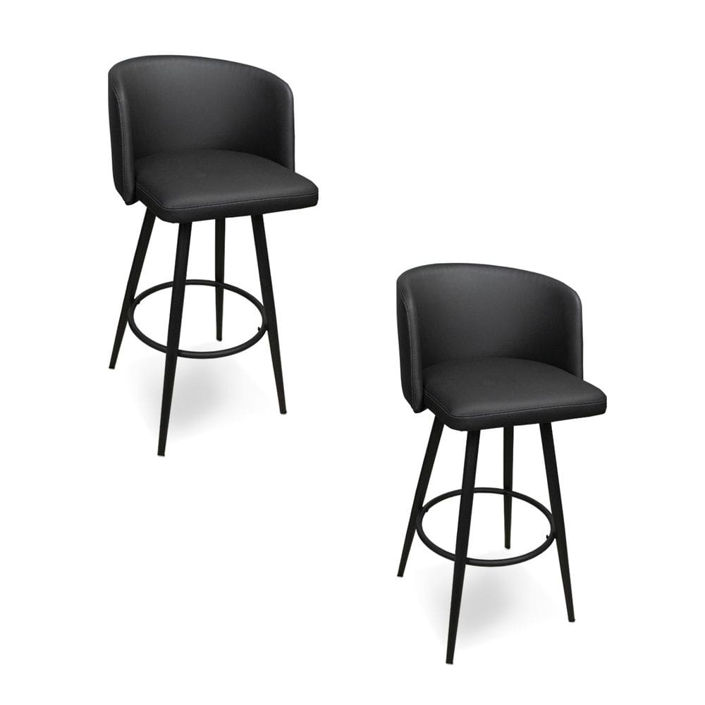 Banqueta Alta de Cozinha Com Encosto kit 2 Debora Sintético Preto D03 - D`Rossi