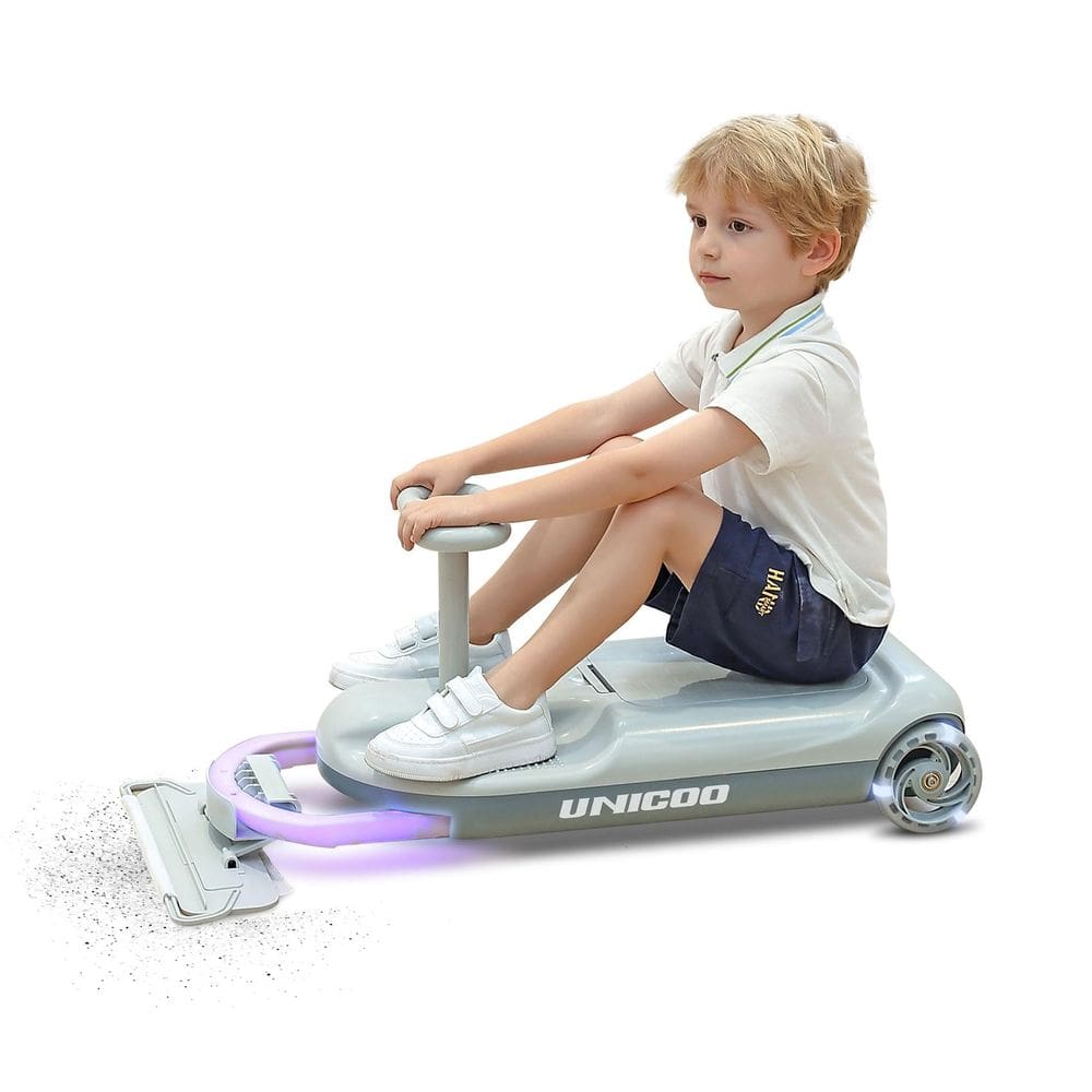Kart elétrico UNICOO Kids 12V recarregável cinza de 3 a 8 anos