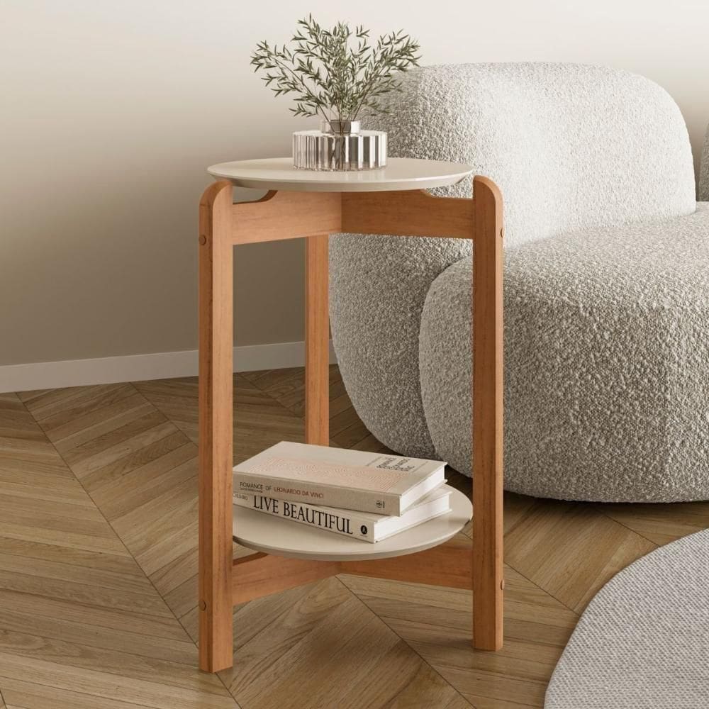 Mesa De Cabeceira Manchester Off White/cedro