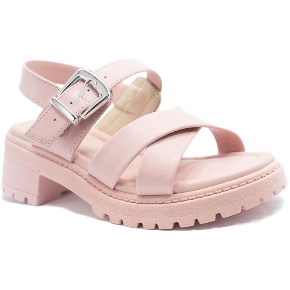Sandália Infantil Molekinha Tira Cruzada Salto Baixo - Rosa