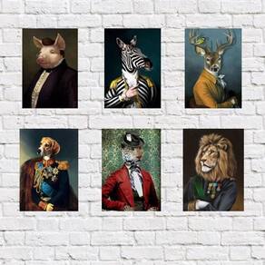 Kit 6 Placas Decorativas Bichos Gente 18X27Cm