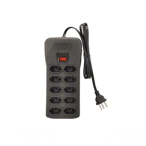 Filtro De Linha Com Chave Disjuntora Rearmável - 10 Tomadas 10a - Preto