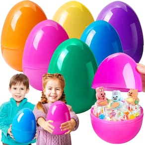 Ovos de Páscoa Jumbo BorKinha, pacote com 6, plástico preenchível de 15 cm