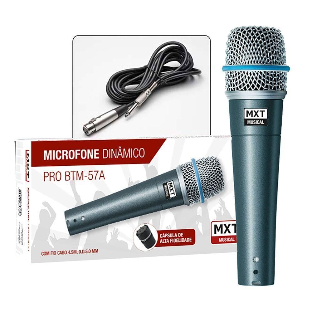 Microfone Dinamico Pro Btm-57a Metal - Profissional Com...