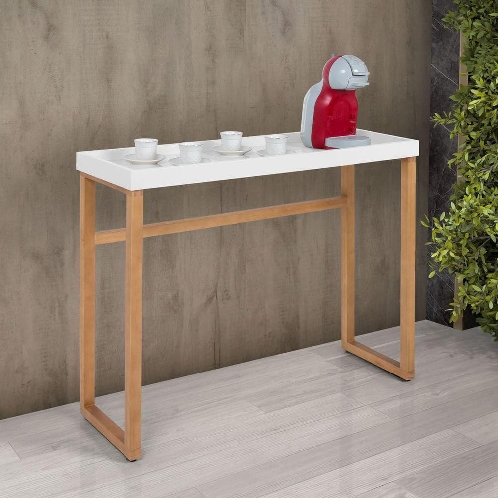 Aparador Buffet Slim Para Sala Cozinha Pés Madeira Tampo MDF Off White