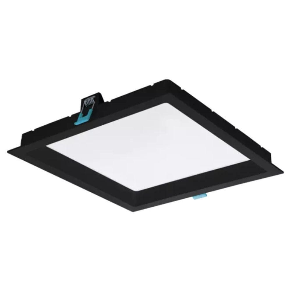 Painel Led Embutir Quadrado Recuado 24w 3000k Preto Stella