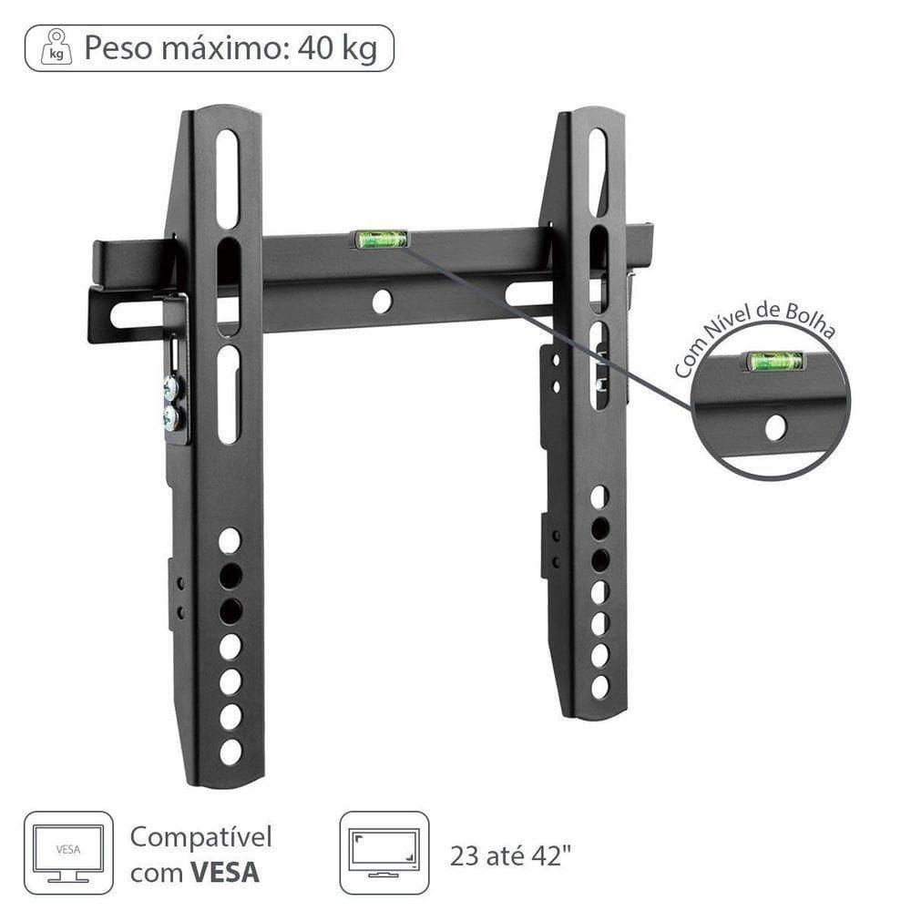 Suporte Para Tv Led Lcd Fixo 23`` A 42`` Com Nivel De Bolha