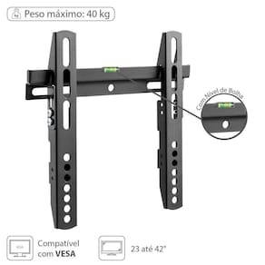 Suporte Para Tv Led Lcd Fixo 23`` A 42`` Com Nivel De Bolha