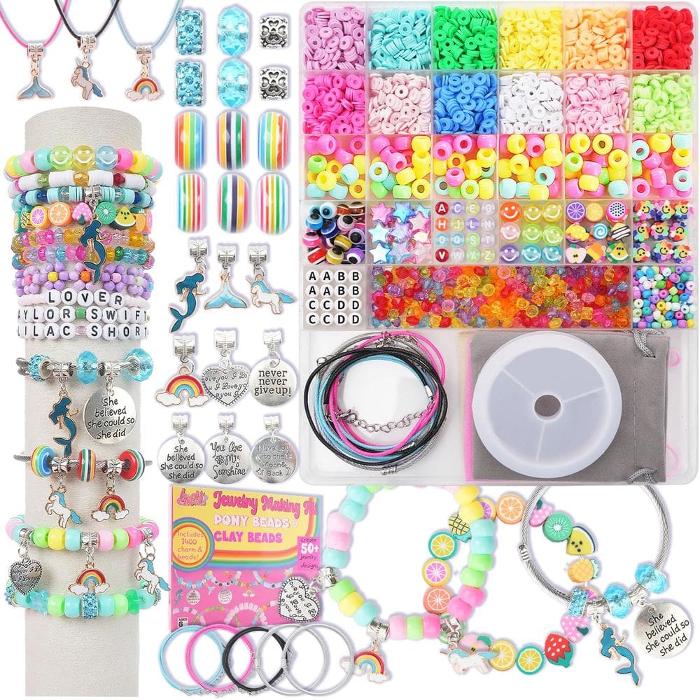 Kit de fabricação de pulseiras LovelyMoon com 3400 miçangas para meninas de 6 a 12 anos
