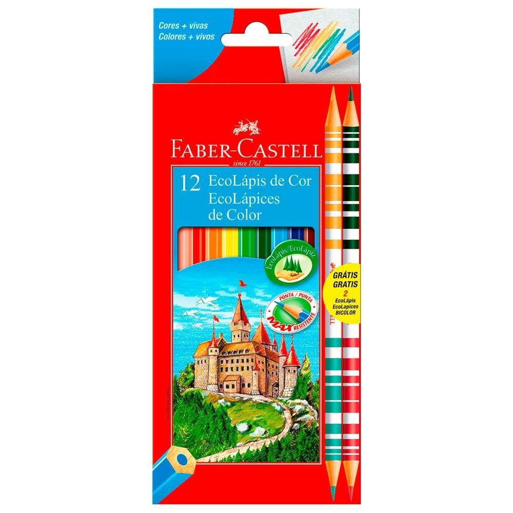 Lápis de Cor com 10 Cores e 2 Bicolor Faber-Castell