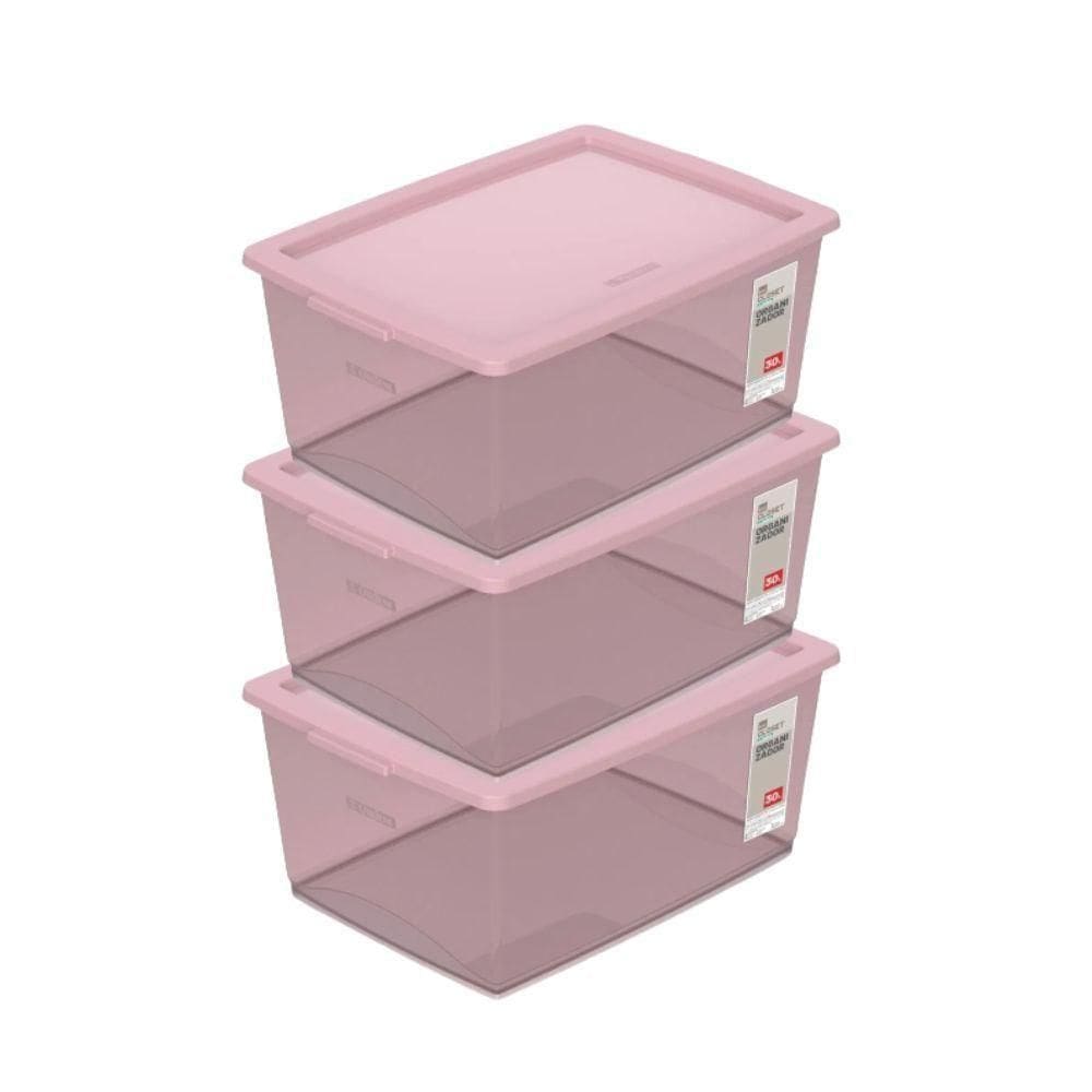 Kit Caixa Organizadora 30l My Closet Rosé 3 Unidades