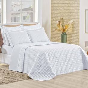 Kit Cobre Leito Colcha Eden Casal 3 Peças Percal 150 Fios 100% Algodão - Branco