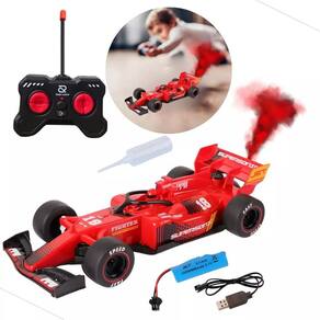 Carrinho F1 Controle Remoto Fumaça Led E Efeito De Corrida