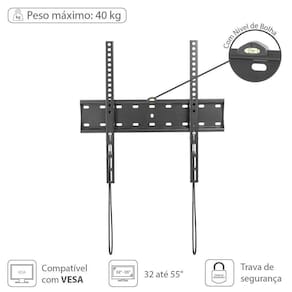 Suporte Para Tv Led- Lcd De 32" A 55" Fixo Com Nivel Bolha E Trava De Segurança - St400a