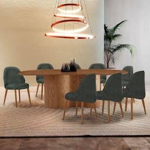 Mesa De Jantar Suiça 220cm Madeira Tampo Laminado Orgânico Jade / Imbuia Nat.