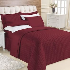 Kit Cobre Leito Colcha Veneza King 3 Peças Hipercal 180 Fios - Vinho