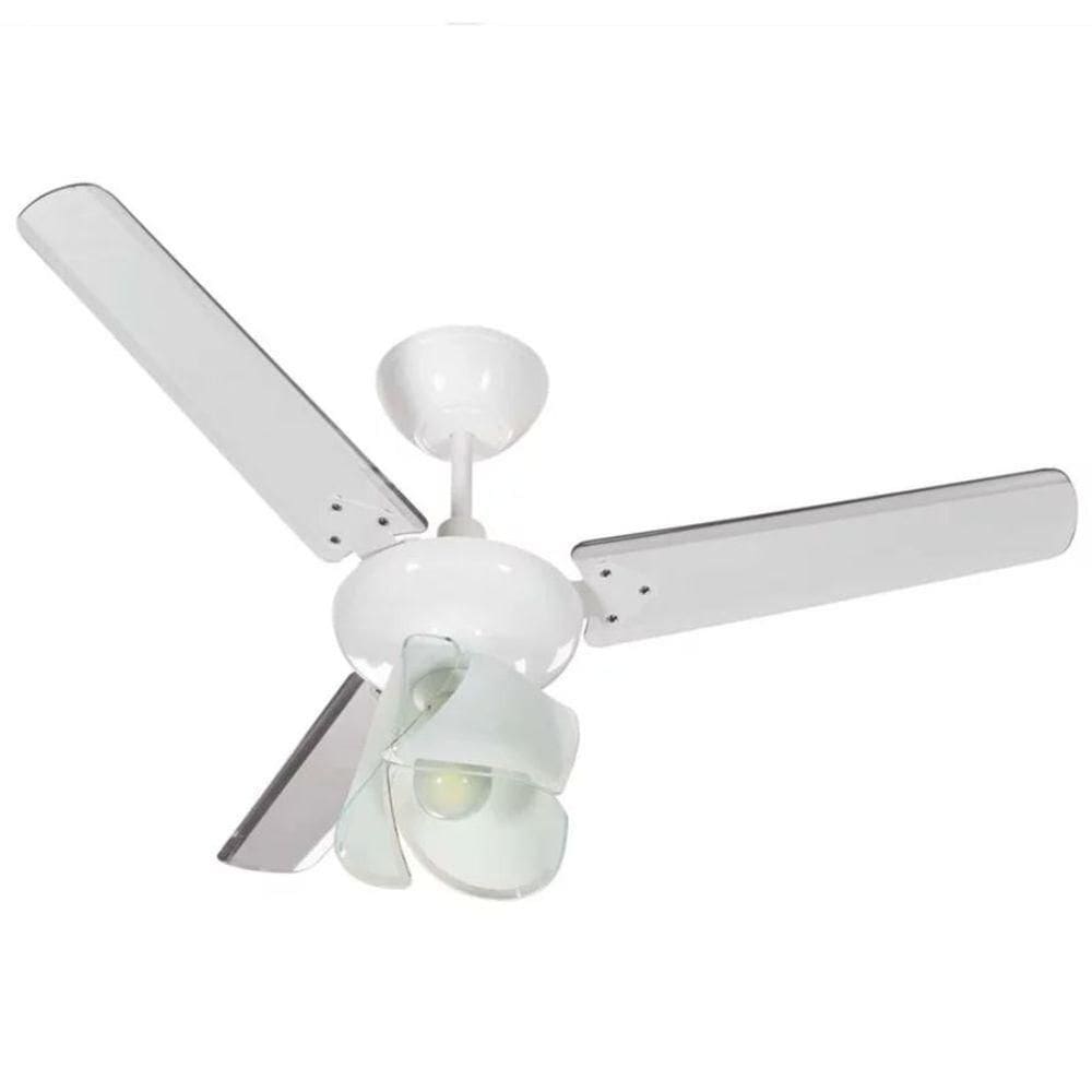 Ventilador De Teto Tron Lestia Branco E 3 Pás Transparentes 220V