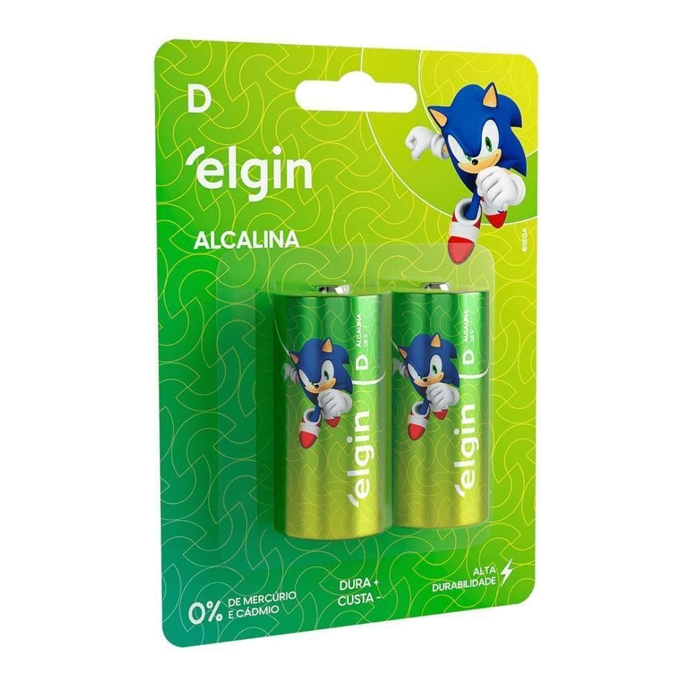 Pilha Alcalina Elgin Tamanho D Blister Com 2