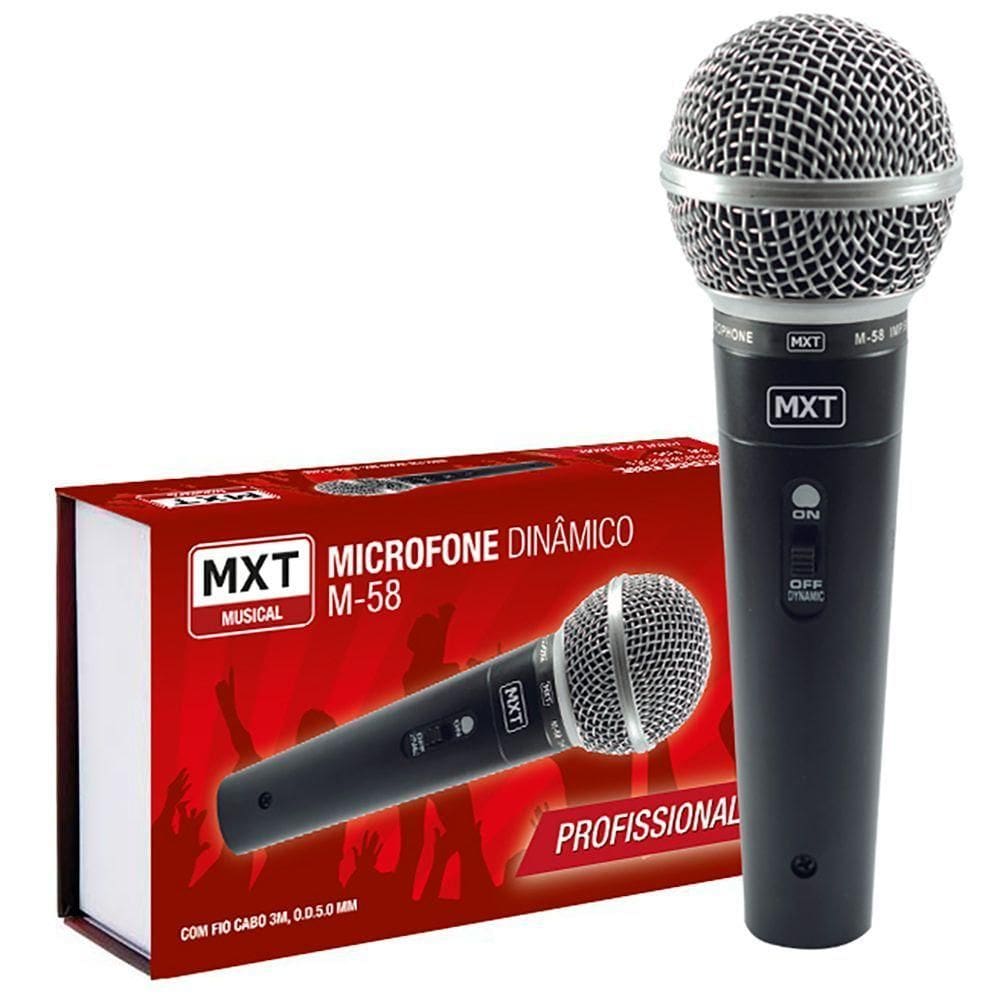 Microfone Dinamico Com Fio M-58 Profissional - Cabo 3...