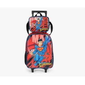 Kit Mochila De Rodinha + Lancheira Superman