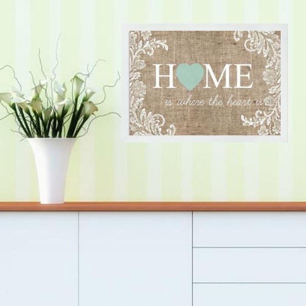 Quadro Home - Is Where The Heart Is 24X18Cm - Com Vidro