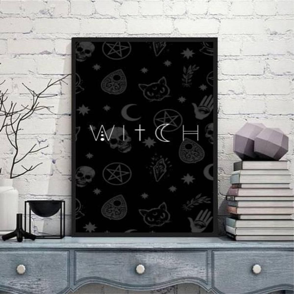Quadro Decorativo Witch 33X24Cm Moldura Preta