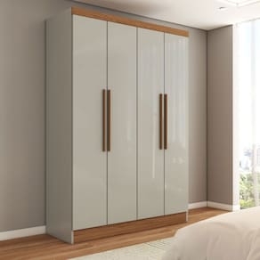 Guarda-Roupa Solteiro Arcadia 4 Portas 2 Gavetas Lunar Nogueira - Panorama Móveis